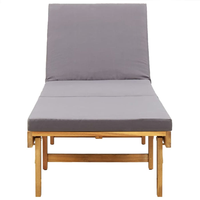 Folding Sun Lounger with Cushion Solid Acacia Wood Alako