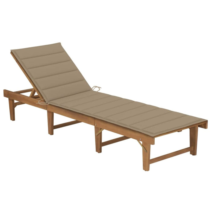 Folding Sun Lounger With Cushion Solid Acacia Wood Tblaoli