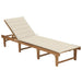 Folding Sun Lounger With Cushion Solid Acacia Wood Tblaoll