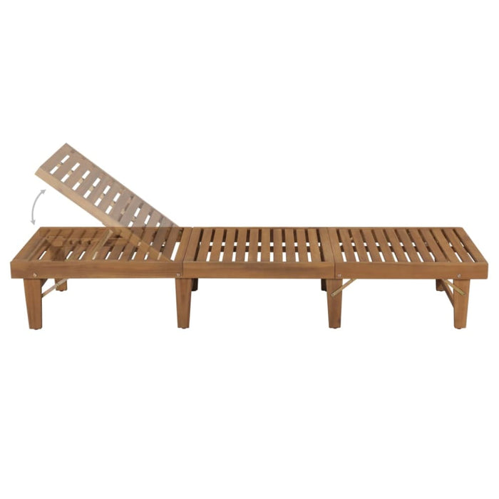 Folding Sun Lounger With Cushion Solid Wood Acacia Tblaola