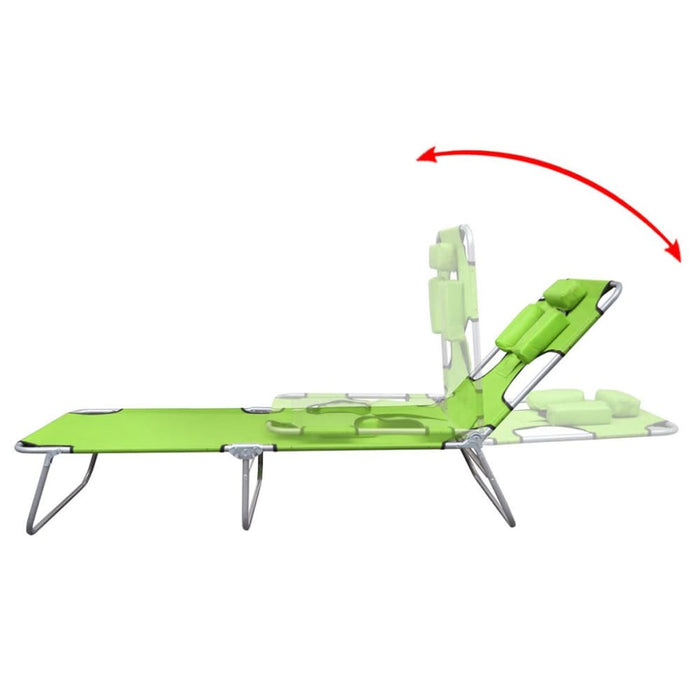 Folding Sun Lounger with Head Cushion Powder-coated Steel