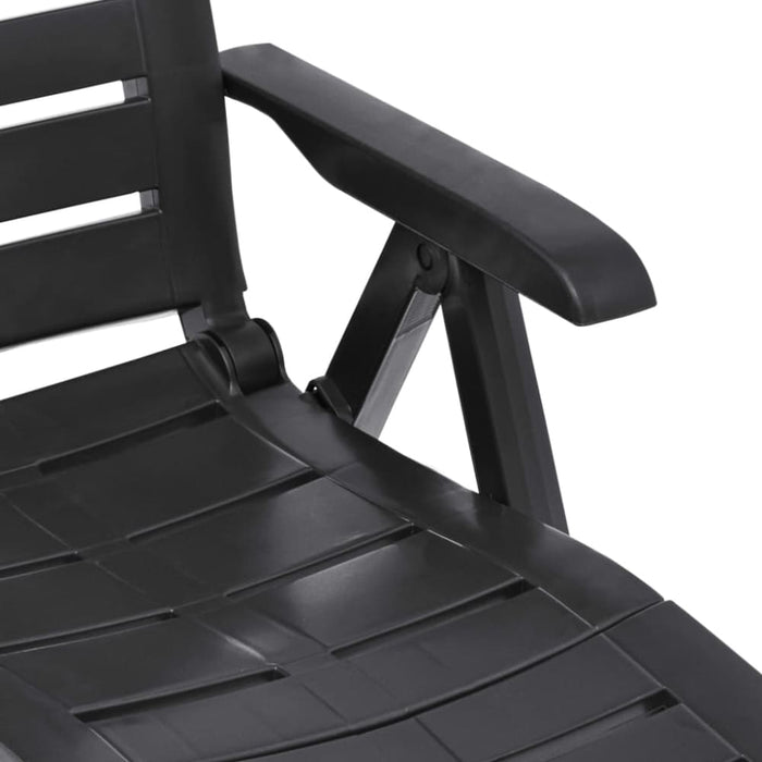 Folding Sun Lounger Plastic Anthracite Anipk