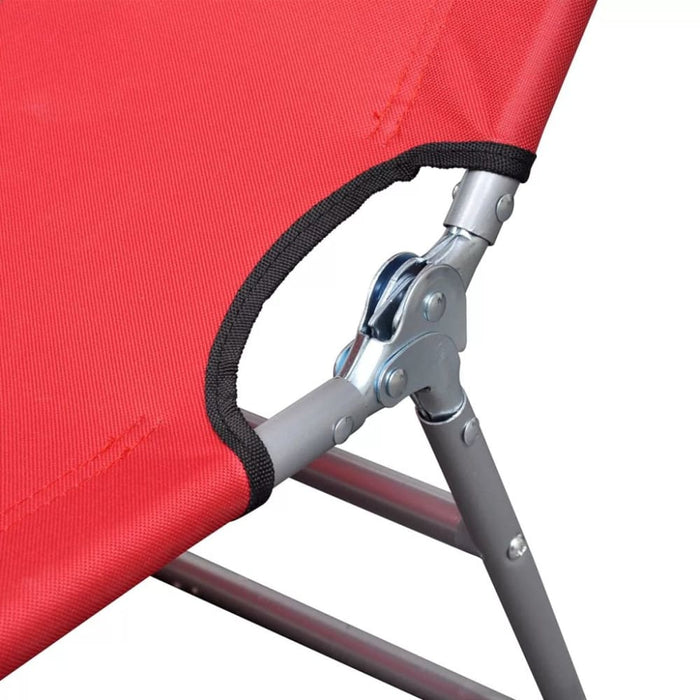 Folding Sun Lounger Powder-coated Steel Red Aoaik