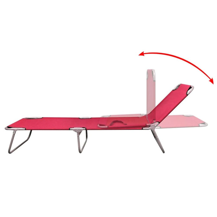 Folding Sun Lounger Powder-coated Steel Red Aoaik