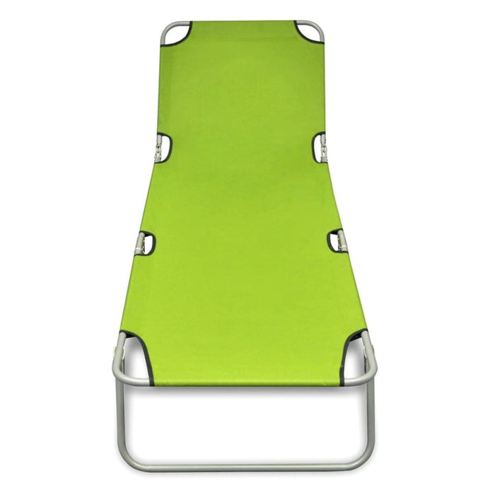 Folding Sun Lounger Powder-coated Steel Apple Green Aoanb