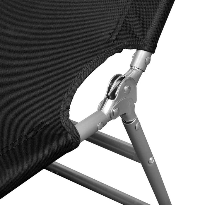 Folding Sun Lounger Powder-coated Steel Black Aoain