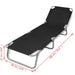 Folding Sun Lounger Powder-coated Steel Black Aoain
