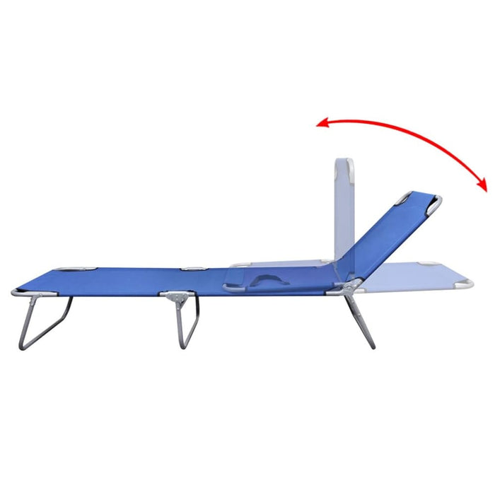 Folding Sun Lounger Powder-coated Steel Blue Aoaii
