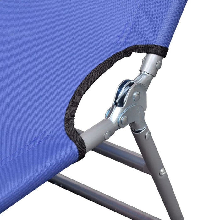 Folding Sun Lounger Powder-coated Steel Blue Aoaii