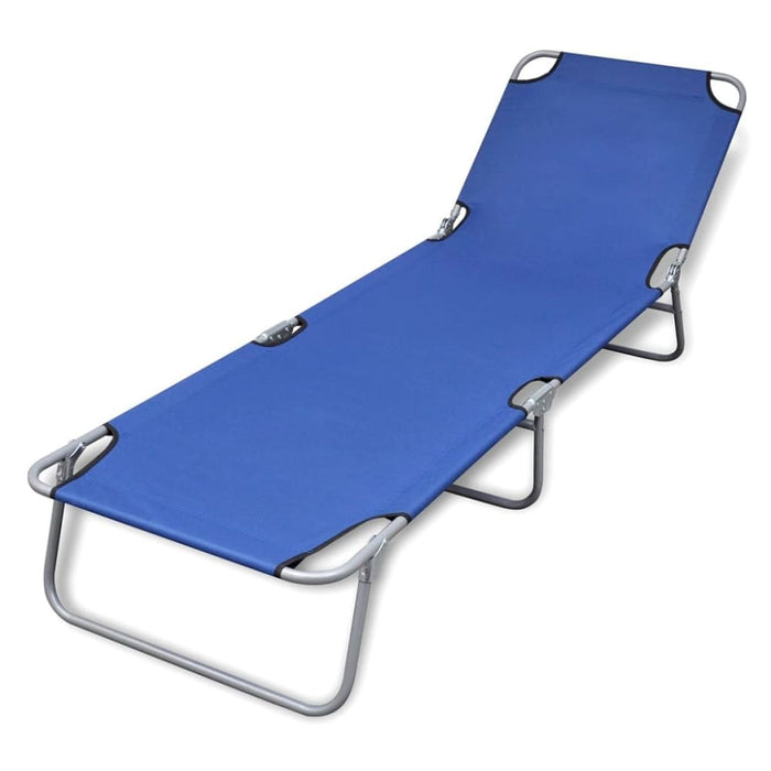 Folding Sun Lounger Powder-coated Steel Blue Aoaii