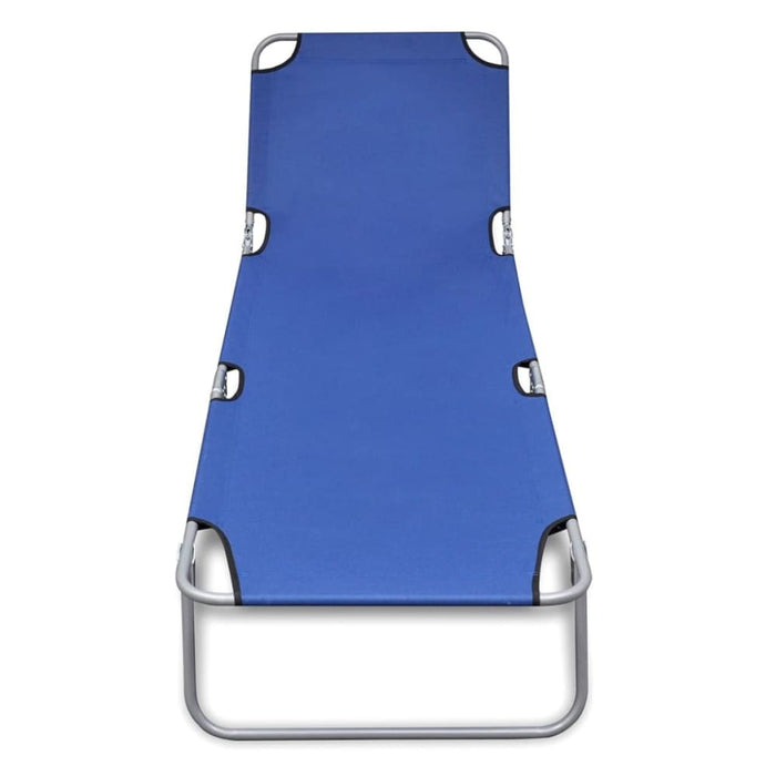Folding Sun Lounger Powder-coated Steel Blue Aoaii