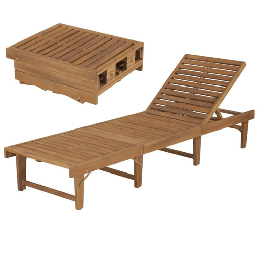 Folding Sun Lounger Solid Acacia Wood Aaxpt