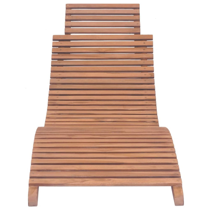 Folding Sun Lounger Solid Teak Wood Aalll