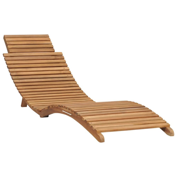 Folding Sun Lounger with Table Solid Teak Wood Toblll