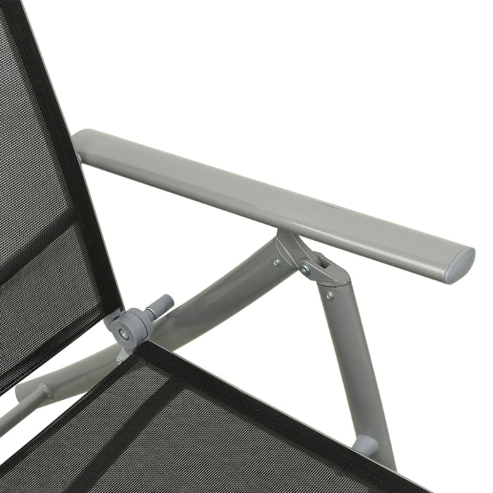 Folding Sun Lounger Textilene and Aluminium Black Silver