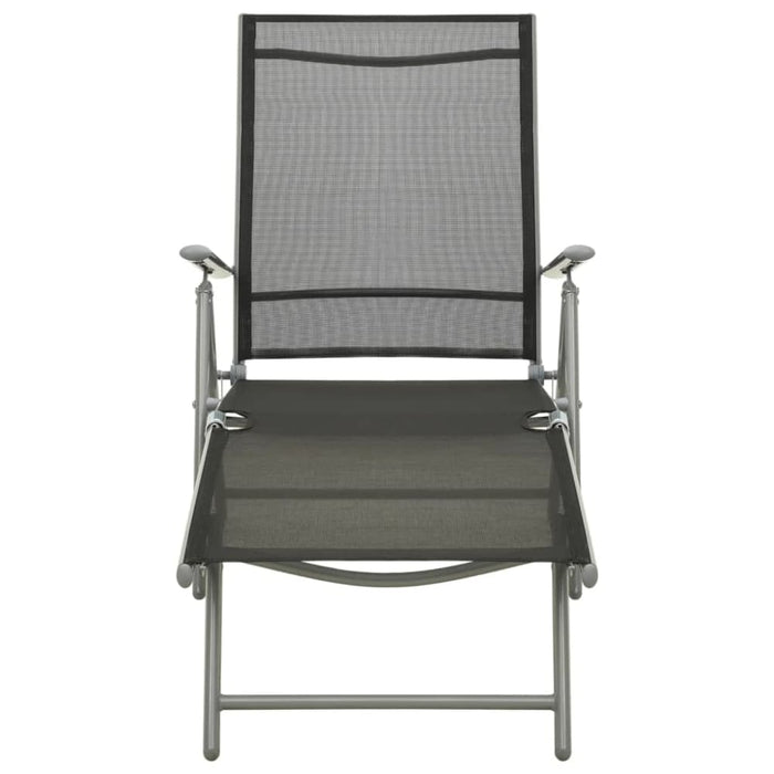 Folding Sun Lounger Textilene and Aluminium Black Silver