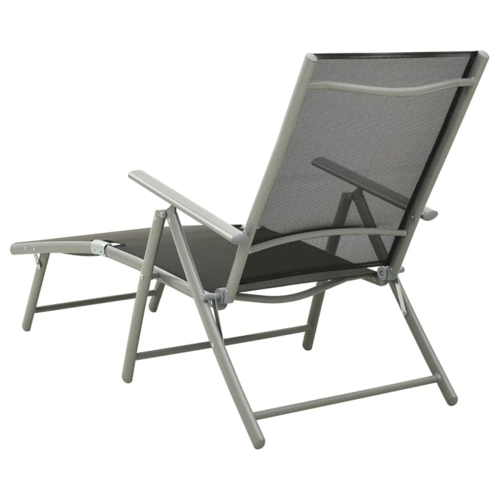 Folding Sun Lounger Textilene and Aluminium Black Silver