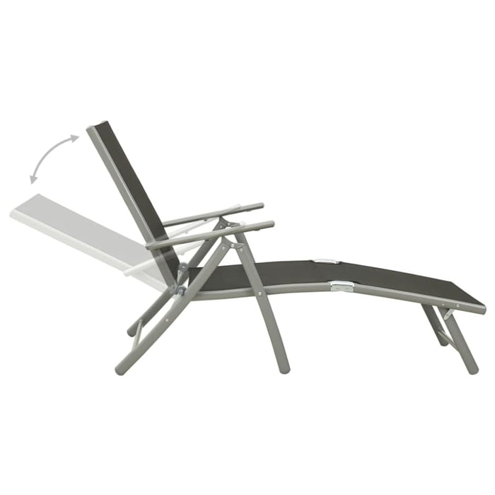 Folding Sun Lounger Textilene and Aluminium Black Silver
