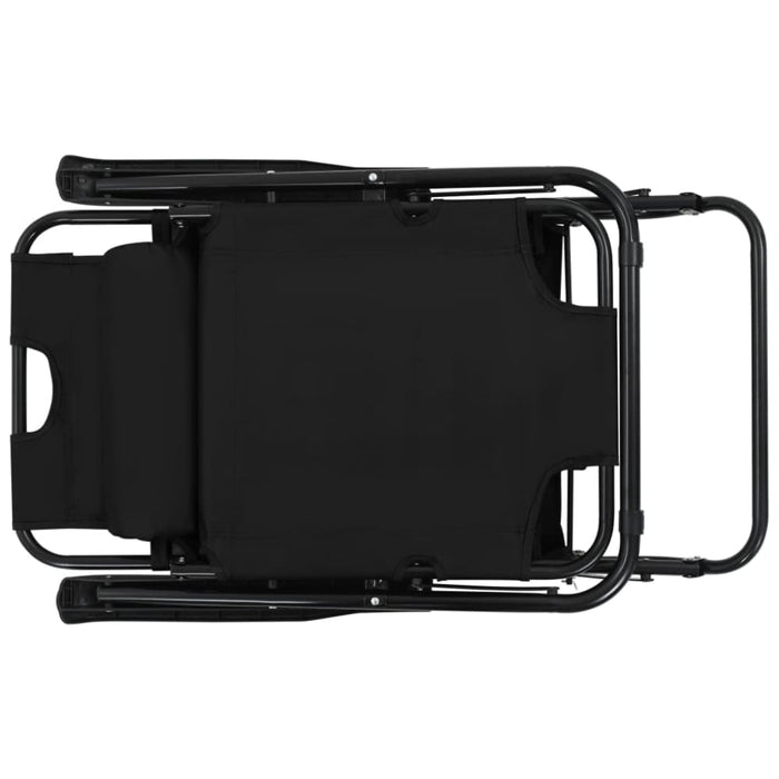 Folding Sun Loungers 2 Pcs with Footrests Steel Black Aatat