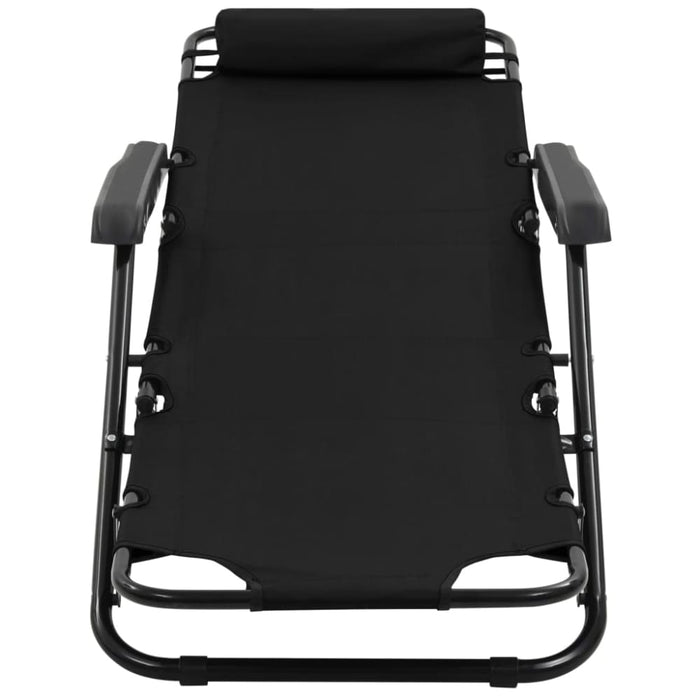 Folding Sun Loungers 2 Pcs with Footrests Steel Black Aatat