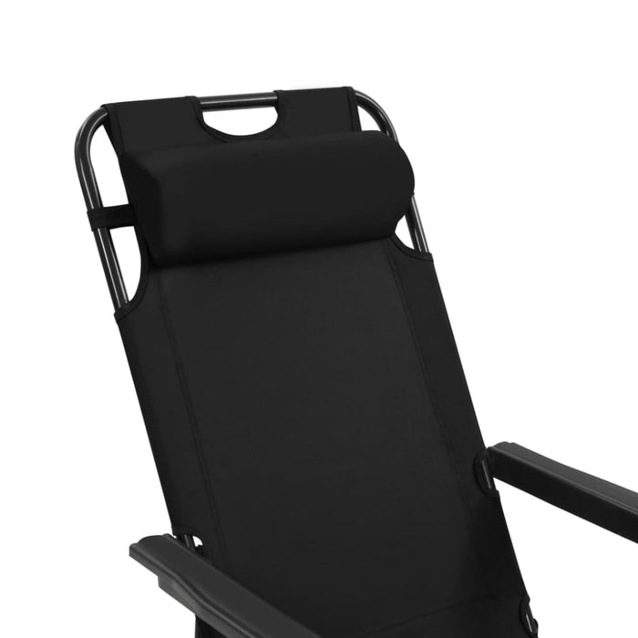Folding Sun Loungers 2 Pcs with Footrests Steel Black Aatat