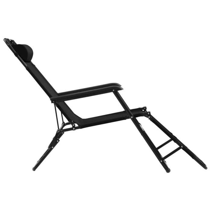 Folding Sun Loungers 2 Pcs with Footrests Steel Black Aatat