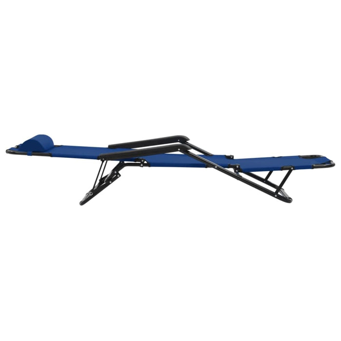 Folding Sun Loungers 2 Pcs with Footrests Steel Blue Aatax