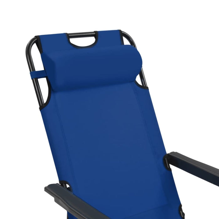 Folding Sun Loungers 2 Pcs with Footrests Steel Blue Aatax