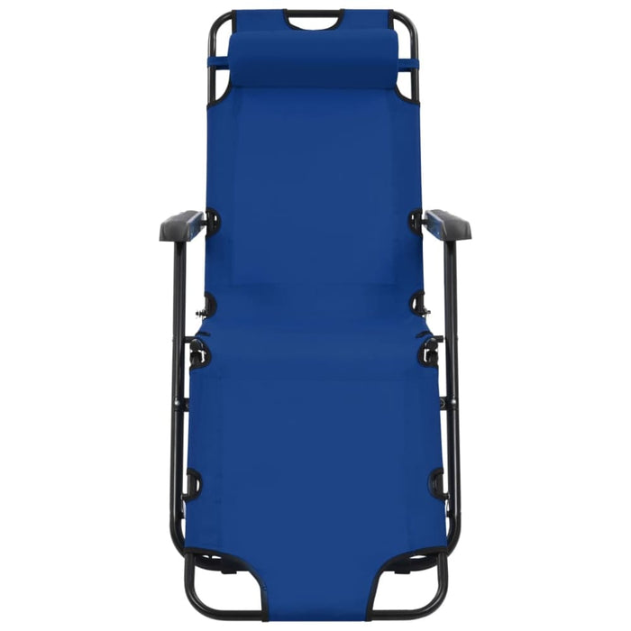 Folding Sun Loungers 2 Pcs with Footrests Steel Blue Aatax