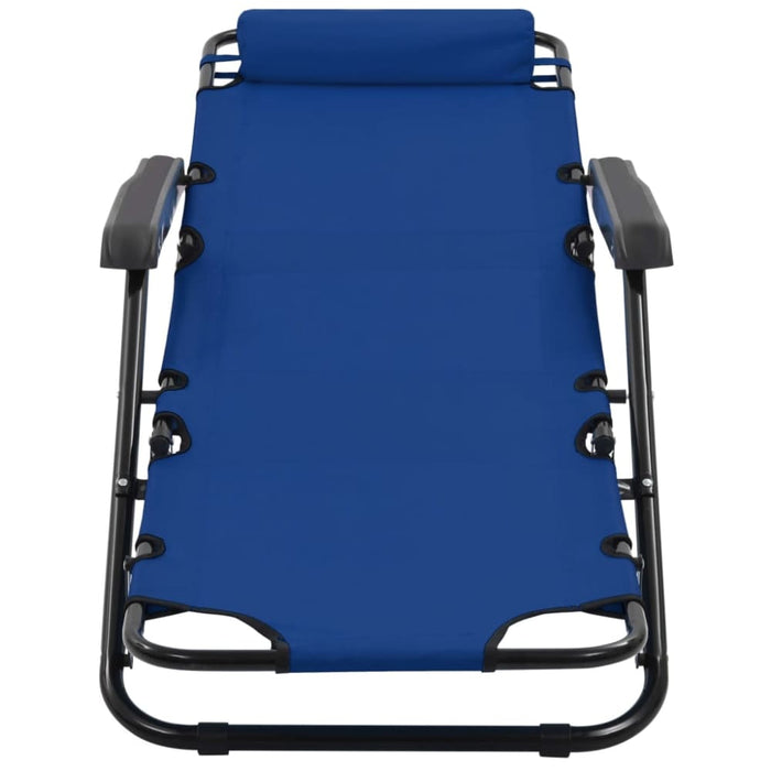 Folding Sun Loungers 2 Pcs with Footrests Steel Blue Aatax