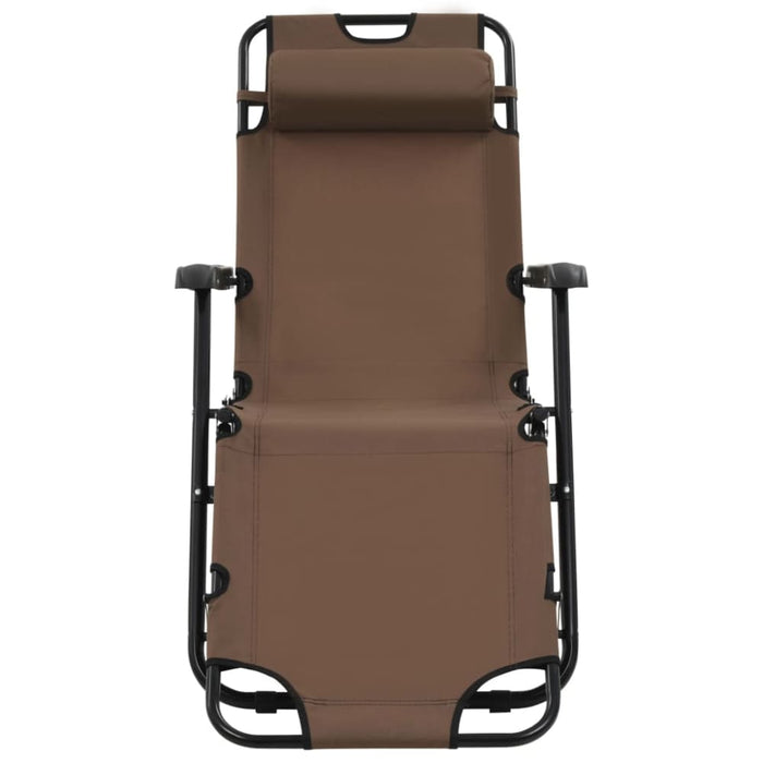 Folding Sun Loungers 2 Pcs With Footrests Steel Brown Aatal