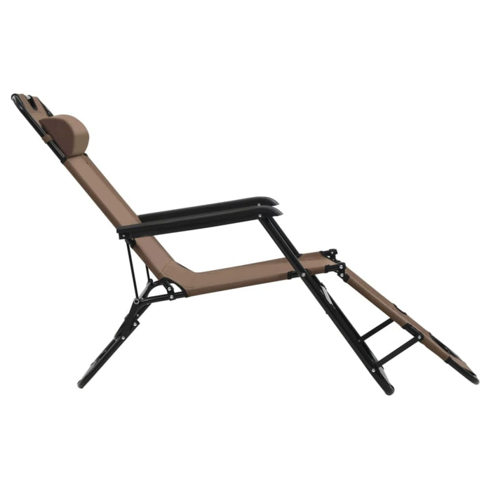 Folding Sun Loungers 2 Pcs with Footrests Steel Brown Aatal