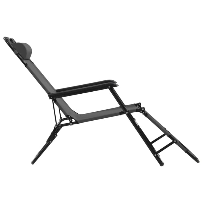 Folding Sun Loungers 2 Pcs with Footrests Steel Grey Aatap