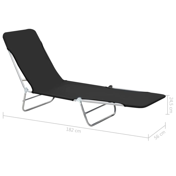Folding Sun Loungers 2 Pcs Steel and Fabric Black Aatbb