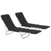Folding Sun Loungers 2 Pcs Steel and Fabric Black Aatbb