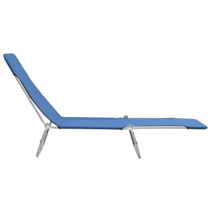 Folding Sun Loungers 2 Pcs Steel and Fabric Blue Aaxkk