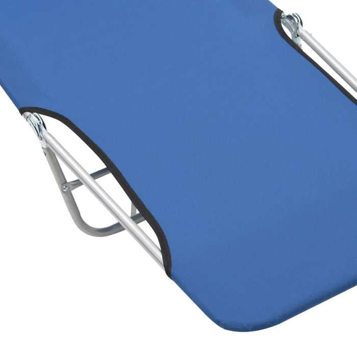 Folding Sun Loungers 2 Pcs Steel and Fabric Blue Aaxkk