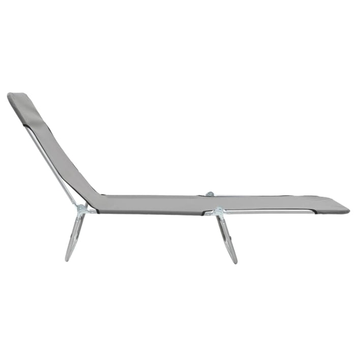 Folding Sun Loungers 2 Pcs Steel and Fabric Grey Aatbx