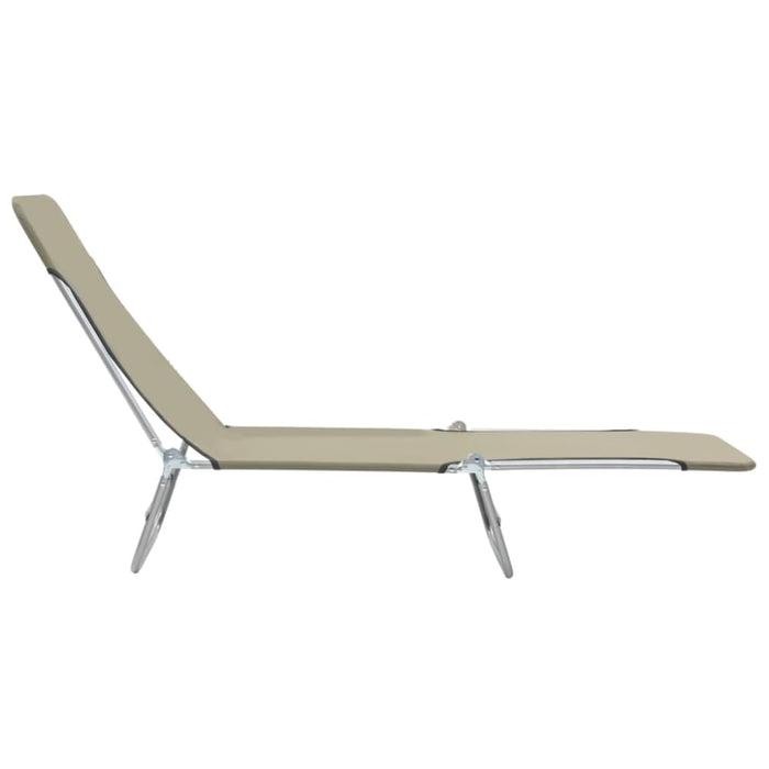 Folding Sun Loungers 2 Pcs Steel and Fabric Taupe Aatbt