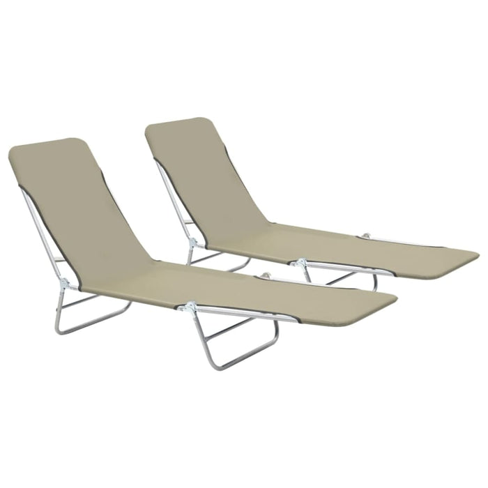 Folding Sun Loungers 2 Pcs Steel and Fabric Taupe Aatbt