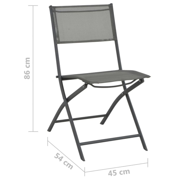 Folding Outdoor Chairs 4 Pcs Grey Steel and Textilene Totbno
