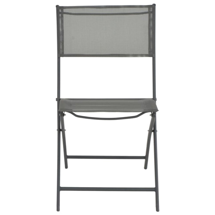Folding Outdoor Chairs 4 Pcs Grey Steel and Textilene Totbno