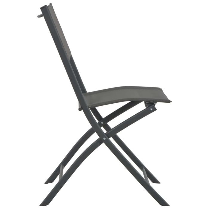 Folding Outdoor Chairs 4 Pcs Grey Steel and Textilene Totbno