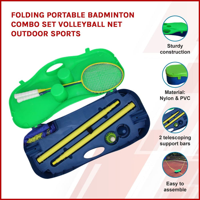 Folding Portable Badminton Combo Set Volleyball Net Outdoor