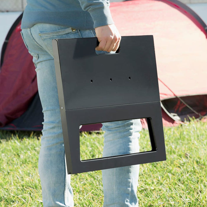 Folding Portable Barbecue For Use With Charcoal Foldyq