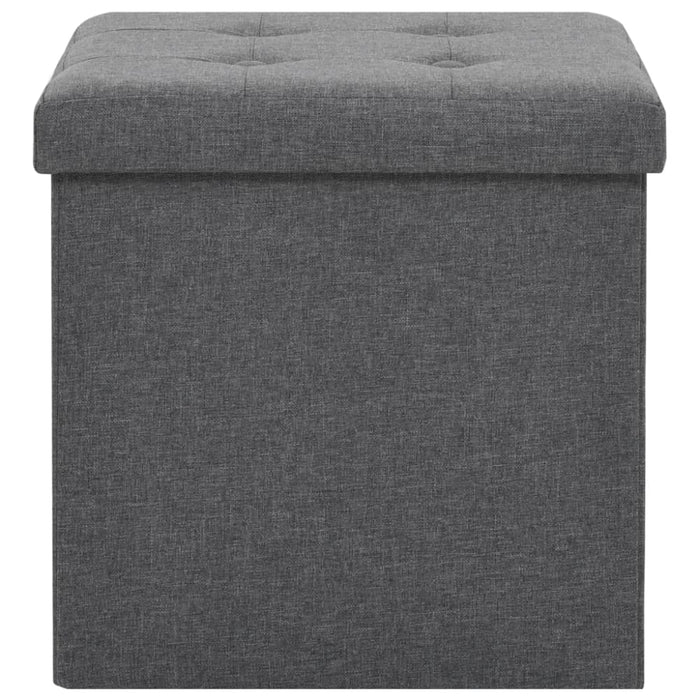 Folding Storage Stools 2 Pcs Dark Grey Faux Linen Xaibik