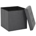Folding Storage Stools 2 Pcs Dark Grey Faux Linen Xaibik