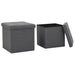 Folding Storage Stools 2 Pcs Dark Grey Faux Linen Xaibik