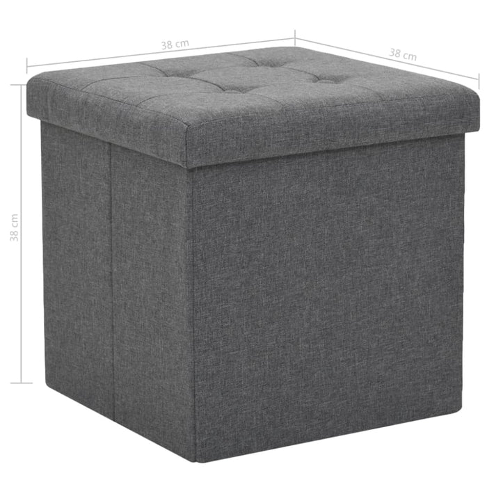 Folding Storage Stools 2 Pcs Dark Grey Faux Linen Xaibik