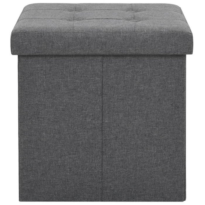 Folding Storage Stools 2 Pcs Dark Grey Faux Linen Xaibik